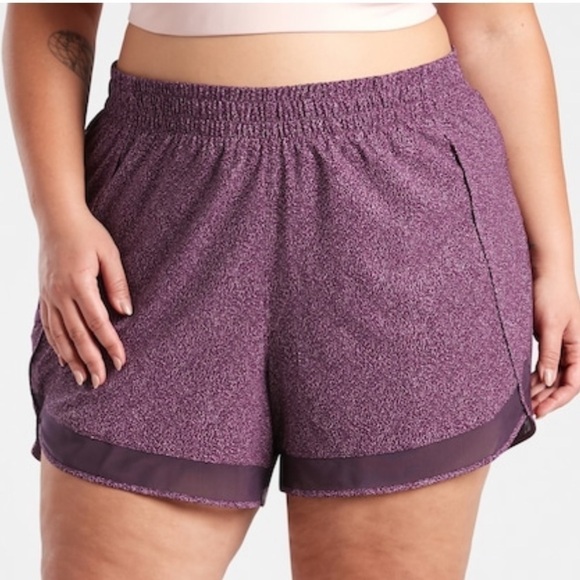 NWT Athleta Printed Mesh Racer Run Shorts In Violet Static - Picture 1 of 8